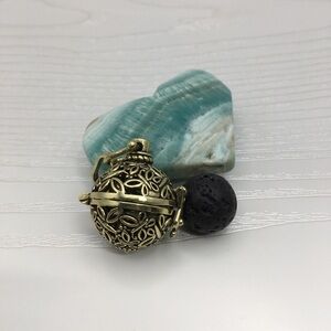 Butterfly Aromatherapy Brass tone Locket.  Lava stone included.